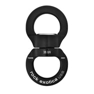 Rock Exotica Rotator Round Giratorio: el ojo grande de 1,3" (32 mm) permite la conexión de múltiples mosquetones, sin dejar de alinearse perfectamente con un solo conector. Ahora disponible en MTN Shop US.