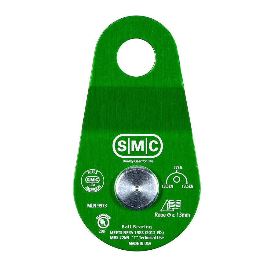 PMI SMC/RA 2” Aluminum Pulley – NFPA– The SMC/RA 2” Aluminum Pulley is SMC’s original side plate pulley. This product has a sealed ball bearing for smooth action and a MBS of 6070 lbf. – Now available at MTN Shop US.