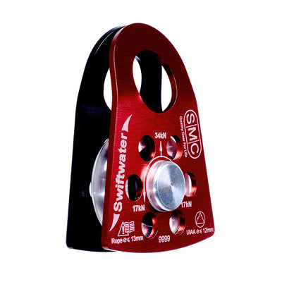 Polea PMI SMC Swiftwater de aluminio de 2": La polea SMC Swiftwater ha agregado características para cumplir con los requisitos únicos de Swift Water Rescue. Los orificios de la placa lateral integrados minimizan el hidroplaneo cuando está en uso. Ahora disponible en MTN Shop US.