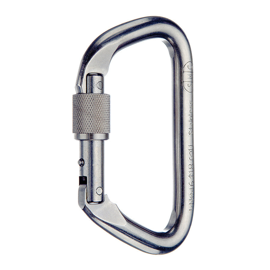 PMI SMC Large Locking D Stainless Steel Carabiner– The SMC Large Locking D Stainless Steel Carabiners are ideal for rescue professionals. Easily fits over litter rails; stainless steel or black coated finish – Now available at MTN Shop US.