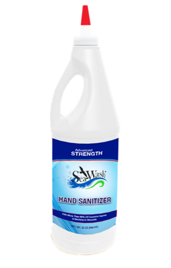 Desinfectante para manos SeaWash de MTN que cumple con la FDA, 32 oz (caja de 12): el desinfectante para manos en gel SeaWash de Smitty's Supply viene en una caja de botellas de 12 cuartos con tapas de transferencia EZ. Ahora disponible en MTN Shop US.