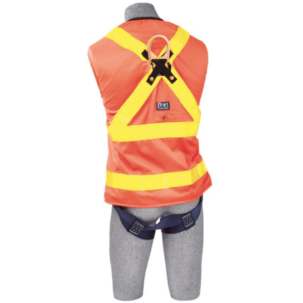 3M™ DBI-SALA® Delta Vest™ Hi-Vis Reflective Work Vest Harness (Quick Connect Buckles) - Rear View Orange Hi-Vis on model