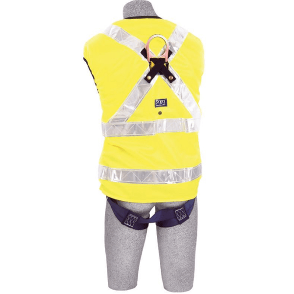 3M™ DBI-SALA® Delta Vest™ Hi-Vis Reflective Work Vest Harness (Quick Connect Buckles) - Rear View Yellow Hi-Vis on Model