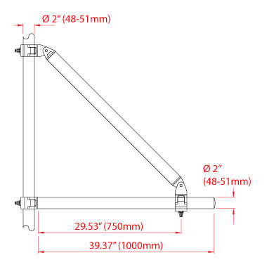 Doughty Boom Arms with Brace– 2'' Dia. Boom Arms with a diagonal brace that eliminates movement/flexing in the boom arm. Fits 2'' Dia. tubes. SWL: 220.5 lbs. 2 Finishes Available. – Now available at MTN Shop US.