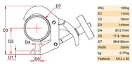 Especificaciones de la abrazadera de gancho Doughty Titan Quick Trigger® - Tienda MTN - imagen 3