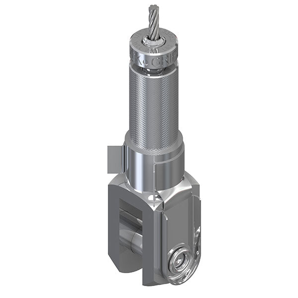 Griplock - Agarre plateado para cable de 3/32" y 1/8" con pasador de bloqueo