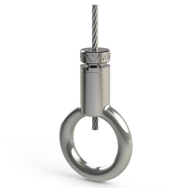 Griplock - Agarre plateado para cable de 3/32" y 1/8" (gancho y anilla)