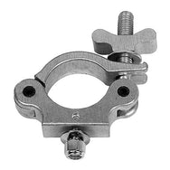 The Light Source Mega-Slim Coupler MSCM-CS — silver lighting clamp with wide wing nut and 3/8" flat head bolt for stage lighting on pipe and truss.