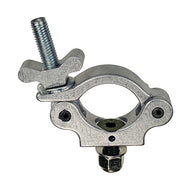 The Light Source Mega-Slim Coupler MSCM-CS — silver lighting clamp top view showing low-profile body design, half the size of the standard Mega-Coupler.