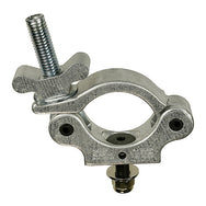 The Light Source Mega-Slim Coupler MSCM-1/4CS — silver lighting clamp with 1/4" flat head bolt for smaller lighting fixtures on pipe and truss tube.