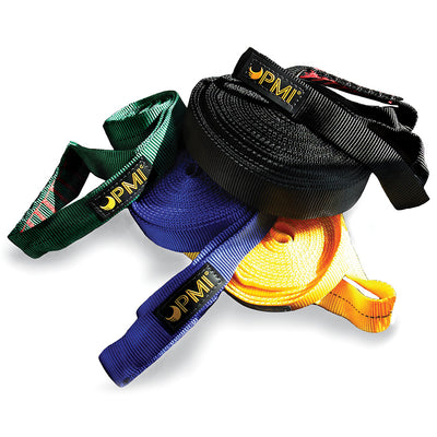 Bucles de cinta cosidos de PMI: los bucles de cinta cosidos de PMI están disponibles en cinco longitudes y están precosidos para mayor comodidad. Hecho de cinta tubular de 1", ideal para usar en situaciones de aparejo. – Ahora disponible en MTN Shop US.