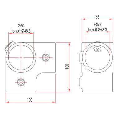 Key Clamp: Doughty Corner with Through Centre Tube