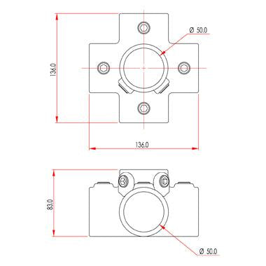Key Clamp: Doughty Four Way Cross Pipe Fitting. Supplied by MTN Shop