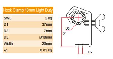 Doughty 0.7'' Light Duty Hook Clamp Dimensions - MTN Shop