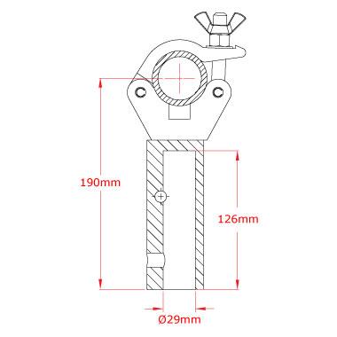 Doughty TV Quick Clamp dimensions. Supplied by MTN Shop 