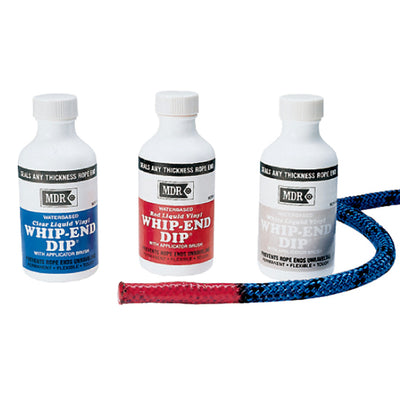 PMI Rope Whip End Dip– PMI’s Rope Whip End Dip seals your rope ends to prevent fraying. Three color options; water-based liquid vinyl compound sealant; non-toxic; easy to apply – Now available at MTN Shop US.